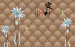 3d软包水晶花朵电视背景墙