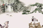 青松迎客国画山水