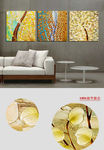 欧式复古金色发财树浮雕装饰画