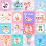 宝宝幼儿可爱矢量图案插画