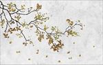 新中式手绘银杏叶电视背景墙