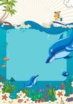 海洋世界海豚海报卡通