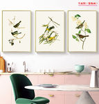 欧式复古手绘花鸟工笔无框画