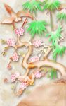 喜上眉梢花鸟大理石玄关