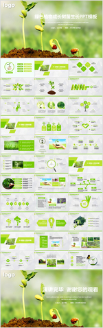 绿色春天植物成长树苗生长PPT