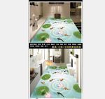 高清荷花锦鲤九鱼图3D立体地板