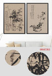 中式水墨竹报平安无框画