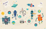 卡通动漫机器人男孩卧室背景墙