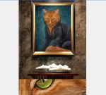 手绘猫侠插画装饰画卡通画无框画