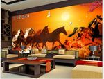 马到成功八骏图背景墙装饰画壁画