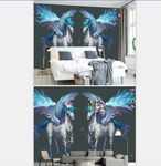 手绘卡通天马背景墙装饰壁画图