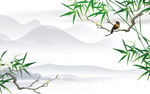 大型中式山水竹子背景墙壁画