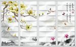 雅室兰香3D立体山水画移门