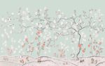 大型分层花鸟国画背景壁画