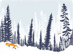 冬季森林矢量插画背景墙