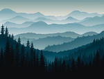 矢量山脉森林插画背景墙