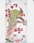 竖幅吉祥如意玄关装饰无框花鸟画