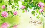 玫瑰花倒影