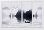 水墨山水飞鸟移门