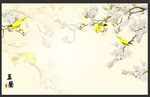 高清工笔花鸟玉兰手绘背景墙壁画