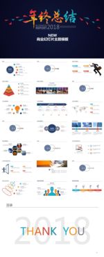 彩色年终汇报总结PPT模板