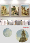 欧式古典建筑无框画酒店装饰画