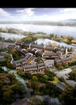 古建筑设计鸟瞰图