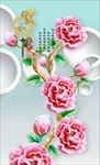 3d玉雕牡丹玄关背景墙