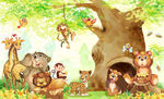 卡通动物童话森林背景