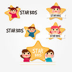 卡通人物小孩星星插画设计AI