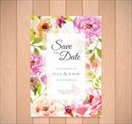 水彩绘花卉 婚礼请柬 矢量素材