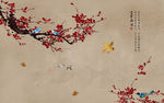 水墨梅花背景壁画