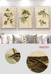 北欧手绘现代复古花卉花鸟无框画