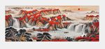 紫气东来山水风水无框画装饰画