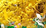 金色浮雕大佛仙鹤荷花图