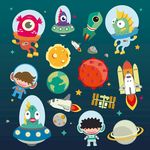 怪物卡通宇宙宇航员矢量卡通素材
