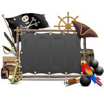 海盗主题公告栏航海卡通告示矢量