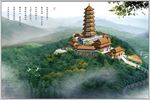 古建筑效果图 门楼牌坊 寺庙广