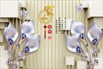 3d立体珠宝花朵电视背景墙