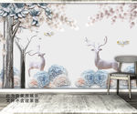 麋鹿森林装饰画