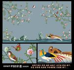 高清大型壁画手绘花鸟