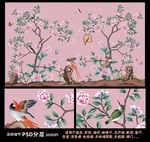 高清大型壁画手绘花鸟