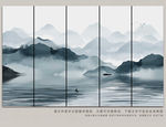水墨山水蓝色意境装饰画