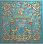 鲤鱼跳龙门蝙蝠祥云屏风精雕图