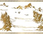 金色国画山水电视背景墙
