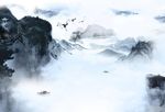 国画水墨山水画创意背景底纹素材