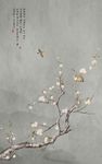 高清分层玉兰花鸟装饰画背景