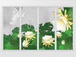 清新简约热带植物花朵移门