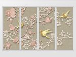 简约创意梅花金色小鸟移门