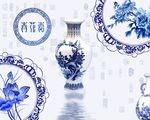 新中式简约景德镇青花瓷背景墙